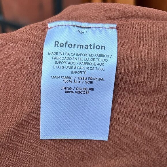 NWT Reformation Landen Silk Dress — Copper - Size 6 - Picture 5 of 9